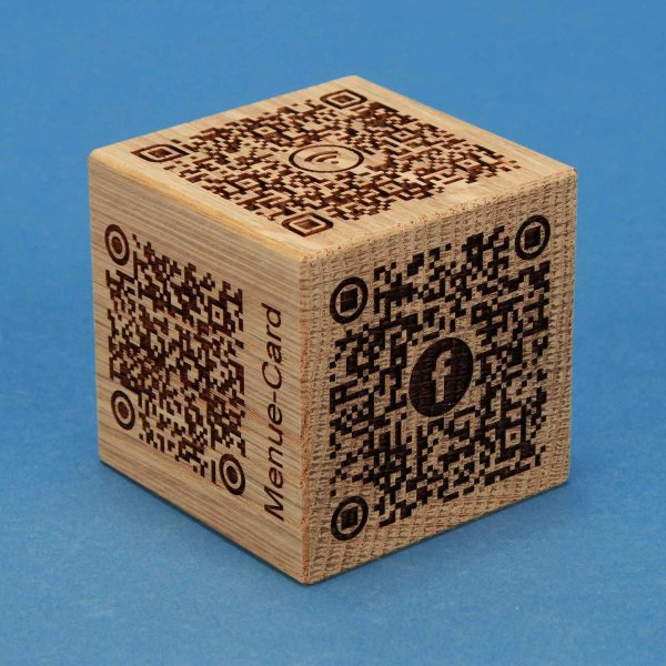 QR CODE HOUTEN KUBUS EIK Facebook LASER ENGRAVING