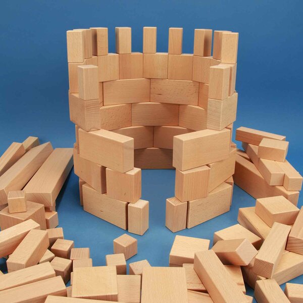 officieel Aangepaste Vel Set uit 140 groote houten bouwblokken | Houten blokken voor beginners |  Houten speelgoed blokken in sets | Houten blokken | houten-speelgoed-blokken .nl