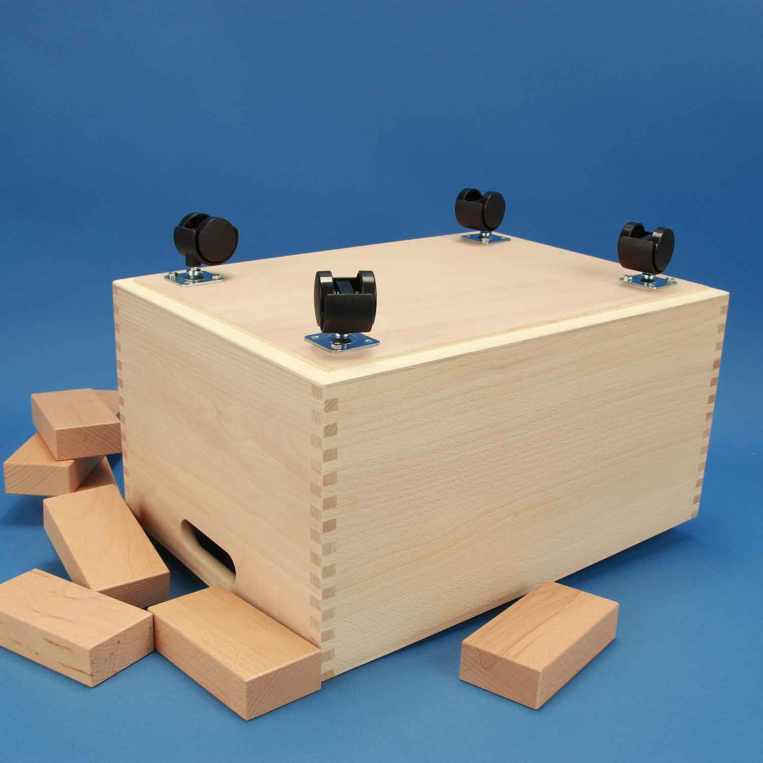 Behoren weduwe Il 4 bewegende wielen | Kisten voor houten blokken | Houten blokken | houten -speelgoed-blokken.nl